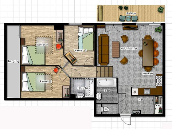 Chalets marie 25a Indeling woonkamer plattegrond
